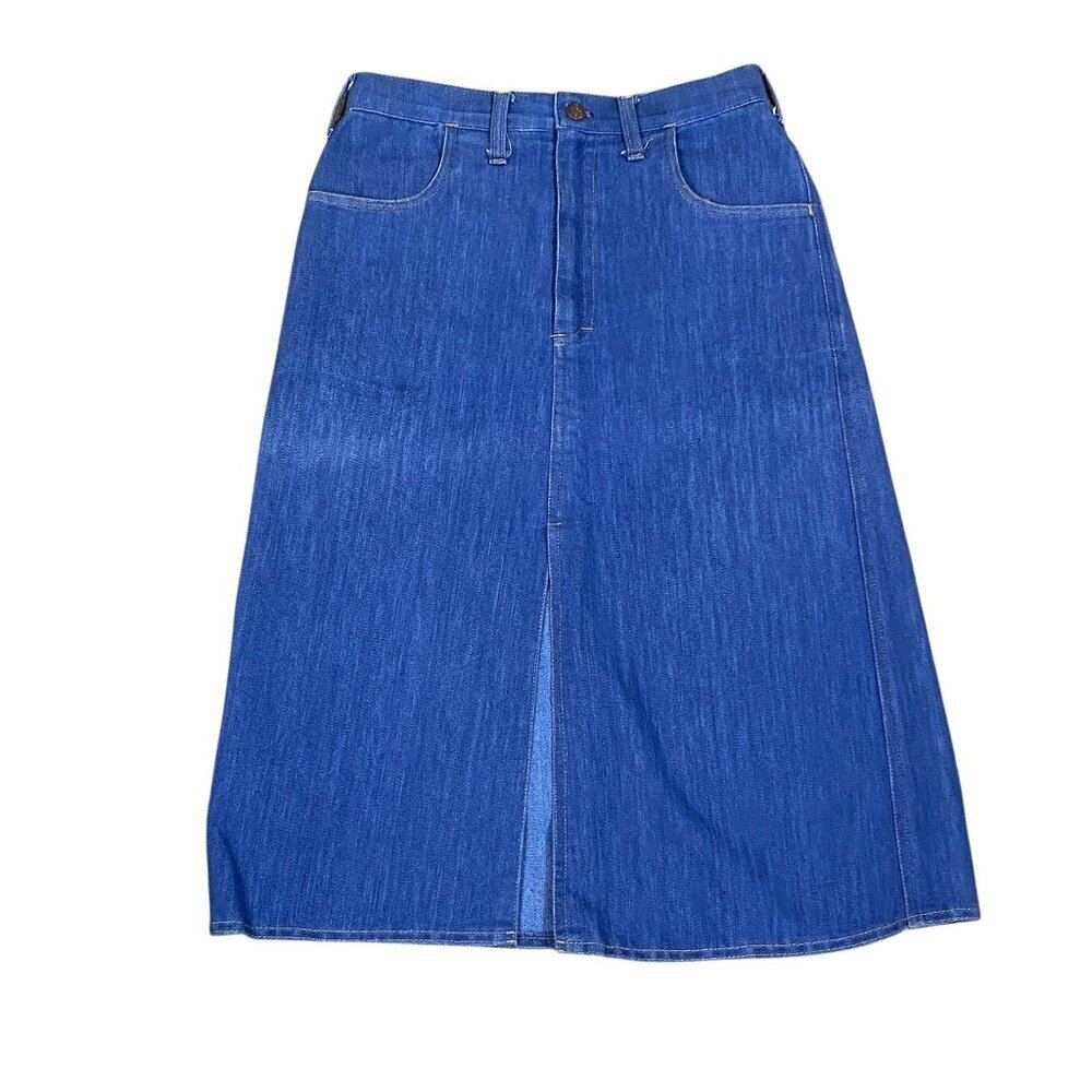 Vintage 70s Lady DJ by Dickson Jenkins USA Denim‎ Skirt Sz 27 Blue #303K